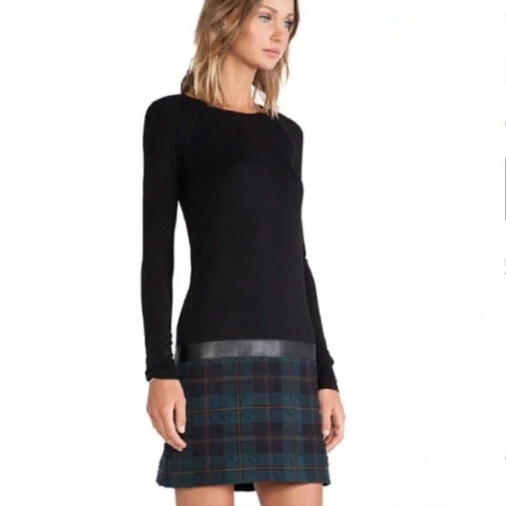 Bailey 44 // Black Dress w/ Plaid Detail